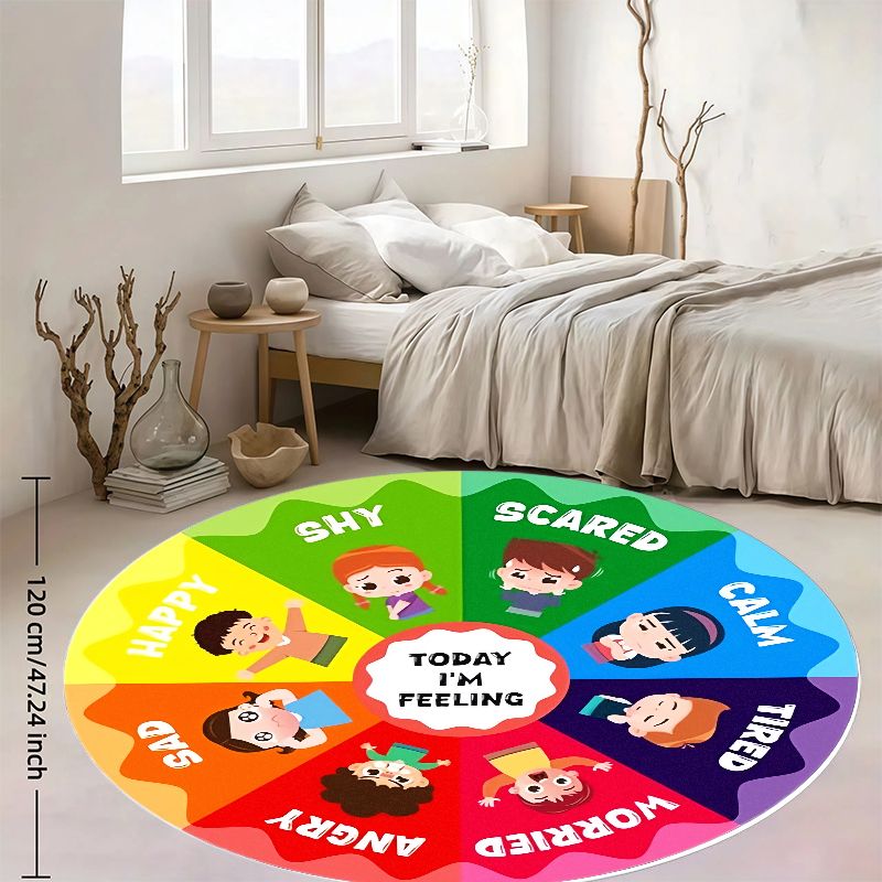 Kids Education Rug - Karpet Bulat Flanel Edukatif Bagan Emosi