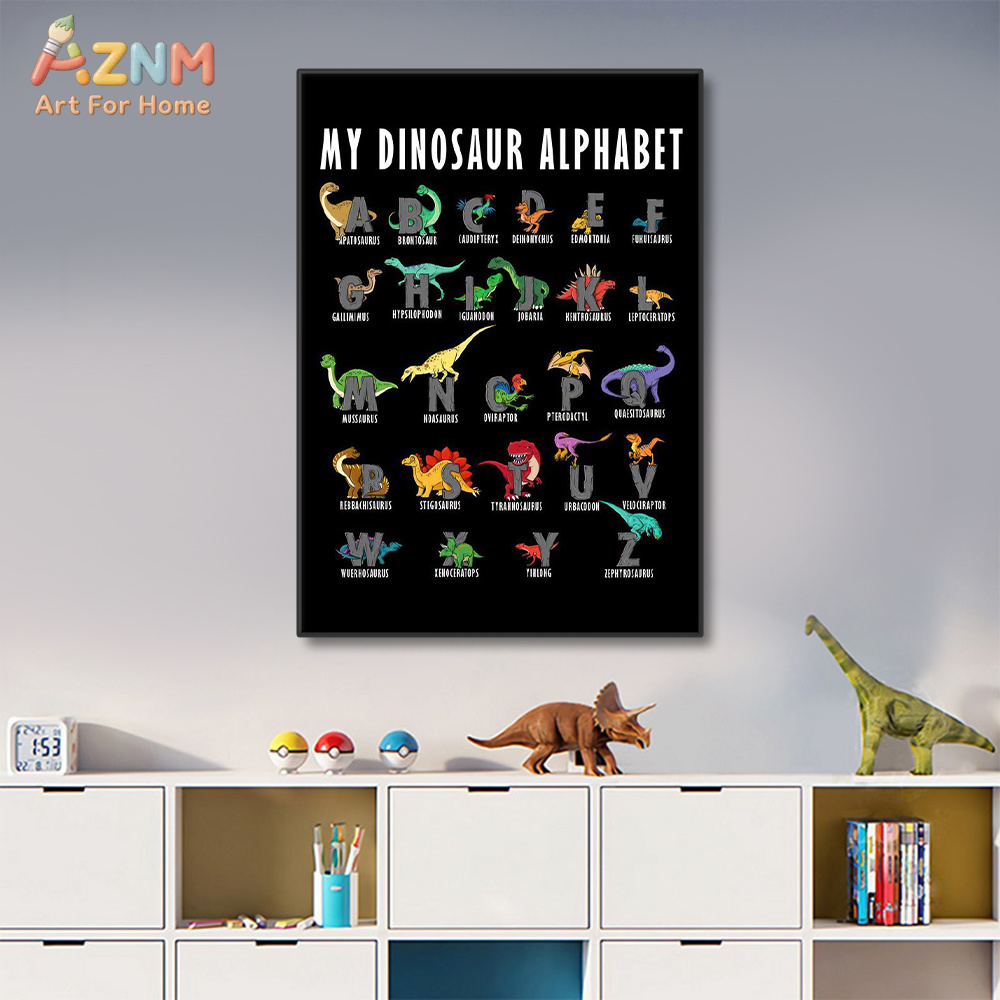 AZNM Dinosaurus Alfabet Kanvas - Kids Education Background ulasan dan harga