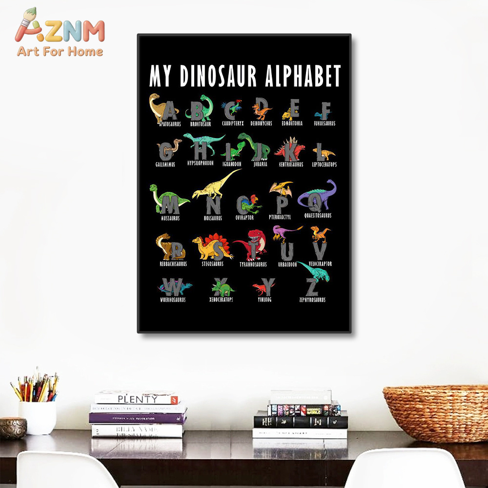 AZNM Dinosaurus Alfabet Kanvas - Kids Education Background ulasan dan harga