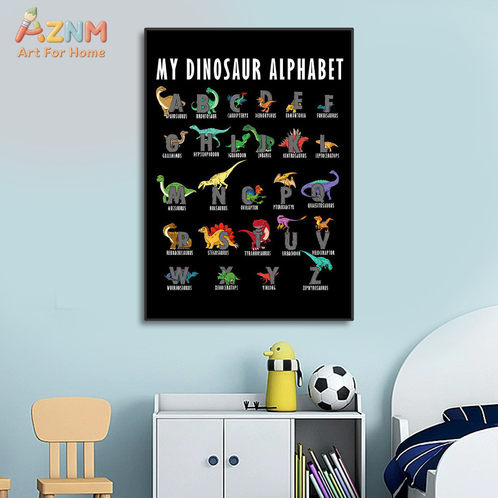 AZNM Dinosaurus Alfabet Kanvas - Kids Education Background ulasan dan harga
